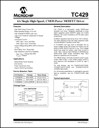 TC429EPA datasheet: 6A single high-speed, CMOS power MOSFET TC429EPA