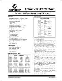 TC428CPA datasheet: 1.5A dual high-speed power MOSFET complementary drivers TC428CPA