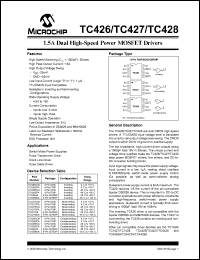 TC427COA datasheet: 1.5A dual high-speed power MOSFET noninverting drivers TC427COA