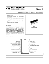 TDA8217 datasheet: PAL decoder and video processor TDA8217