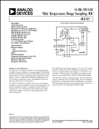 AD1385TD datasheet: 16-Bit 500 kHz wide temperature range sampling ADC AD1385TD