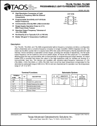 TSL230A datasheet: Programmable light-to-frequency converters, tolerance 10% TSL230A