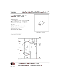 78D08 datasheet: 3-terminal positive voltage regulator. Output voltage 8.0V. Output current 0.5A. 78D08