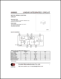 AN6650 datasheet: Motor speed control curcuit. Wide operating supply voltage: Vcc = 1.8V  to 7V AN6650