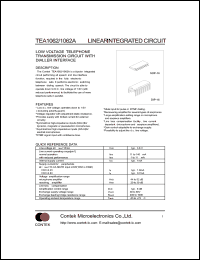 TEA1062A datasheet: Low voltage telephone transmission circuit with dialler interface. TEA1062A