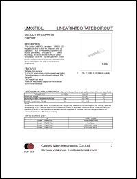 UM66T05L datasheet: Melody integrated circuit. Song name: home sweet home. Operating voltage Vdd: 1.5V,min; 4.5V,max. Operating current Id(Vdd=1.5V,O/P open) 60uA. UM66T05L