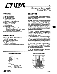 LT1077CH datasheet: Micropower, single supply, precision Op. Amp. LT1077CH