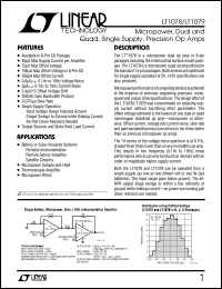 LT1079IN datasheet: Micropower, quad, single supply, precision Op. Amp. LT1079IN