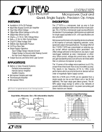 LT1079CN datasheet: Micropower, quad, single supply, precision Op. Amp. LT1079CN