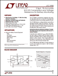 LTC1998IS6 datasheet: Comparator and Voltage Reference for Battery Monitoring LTC1998IS6