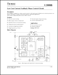 U2008B datasheet: Low cost current feedback phase control circuit U2008B