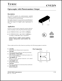 CNY21N datasheet: Optocoupler with phototransistor output CNY21N
