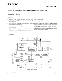 TDA4439 datasheet: Video IF amplifier for multistandard TV and VTR TDA4439