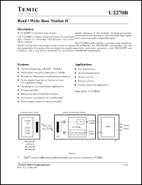 U2270B-FP datasheet: Read / write base station IC for car immobilizers, access control animal identification and etc applications U2270B-FP