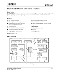 U2010B datasheet: Phase control circuit for current feedback U2010B