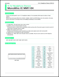 MM1104BF datasheet: Pre-and power amp for headphone stereos and motor control MM1104BF