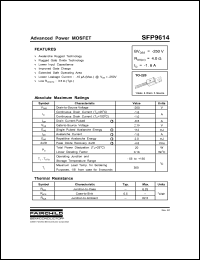 SFP9614 datasheet: Power MOSFET, 250 V, 1.6 A SFP9614