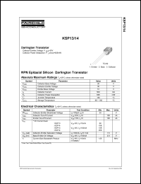 KSP13 datasheet: Darlington transistor, collector-emitter voltage =30V, collector power dissipation =625mW KSP13