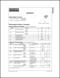 KSP43 datasheet: High voltage transistor, collector-emitter=200V, collector power=625mW KSP43