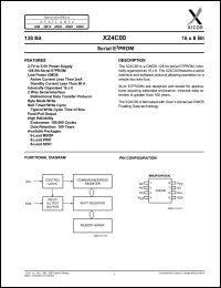 X24C00PI-3 datasheet: Serial E2PROM, organized 16 x 8, Vcc range=3 to 5.5V X24C00PI-3