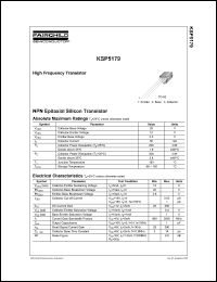 KSP5179 datasheet: High frequency NPN transistor, 2000 MHz, collector-emitter=12V, collector power dissipation=300 mW KSP5179