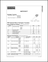 KSP75 datasheet: Darlington transistor, PNP, collector-emitter=40V, collector power dissipation=625 mW KSP75