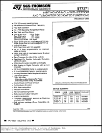 ST7271N1B1 datasheet: 8-bit HCMOS MCU with EEPROM and TV/monitors dedicated functions, ROM=8K, RAM=192, EEPROM=384 ST7271N1B1
