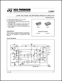 L3281AD1 datasheet: Low voltage telephone speech circuits L3281AD1