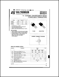 IRF822FI datasheet: N-channel enhancement mode power MOS transistor, 500V, 1.9A IRF822FI