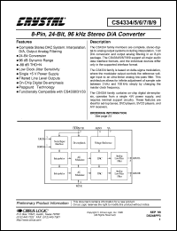 CS4339-BS datasheet: 18-bit, right justified, 32Fs internal SCLK mode, 96kHz stereo D/A converter CS4339-BS