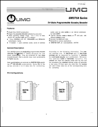 UM3758-108A datasheet: Tri-siate programmahle encoder/decoder UM3758-108A