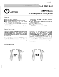 UM3758-120AM datasheet: Tri-siate programmahle encoder/decoder UM3758-120AM