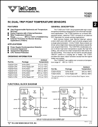 TC620HCPA datasheet: 5V, dual trip point temperature sensor. TC620HCPA