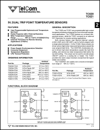 TC620HEOA datasheet: 5V, dual trip point temperature sensor. TC620HEOA