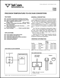 TC02VNB datasheet: Precision temperature-to-voltage converter. Output voltage 750 mV. TC02VNB