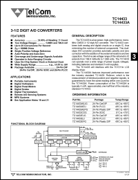 TC14433COG datasheet: 3-1/2 digit A/D converter. TC14433COG