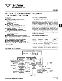 TC820CKW datasheet: 3-3/4 digit A/D converter with frequency counter and logic probe. TC820CKW