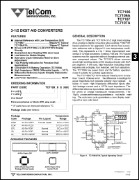TC7106ARCPL datasheet: 3-1/2 digit A/D converter. Drive LCD display directly. Internal reference with low temperature drift 20ppm/degC,typ. TC7106ARCPL