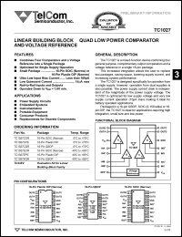 TC1027CQR datasheet: Linear building block - quad low power comparator and voltage reference. TC1027CQR