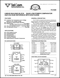 TC1028CPA datasheet: Linear building block - quad low power comparator and voltage reference with shutdown. TC1028CPA