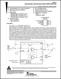 TPA711DGNR datasheet:  700-MW LOW-VOLTAGE AUDIO POWER AMP TPA711DGNR