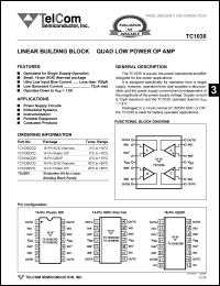 TC1030CPD datasheet: Linear building block - quad low power operational amplifier. TC1030CPD
