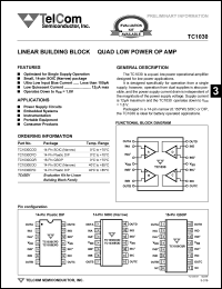 TC1030EPD datasheet: Linear building block - quad low power operational amplifier. TC1030EPD