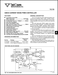TC170COE datasheet: CMOS current mode PWM controller. Supply current 3.8mA,max. Supply voltage operation 8V to 16V. TC170COE