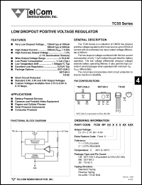 TC55RP2501ECB datasheet: Low dropout positive voltage rgulator. Output voltage 2.5V. Tolerance +-1%. TC55RP2501ECB