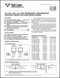 TCL1585-ADJCAB datasheet: 7A/5A/4.6A/3A, fast response, low dropout positive linear voltage regulator. TCL1585-ADJCAB