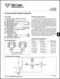 TC1413CPA datasheet: 3A high-speed MOSFET driver. TC1413CPA