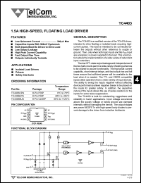 TC4403CPA datasheet: 1.5A high-speed, floating load driver. TC4403CPA