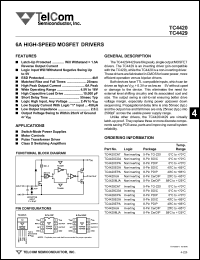 TC4420EPA datasheet: 6A high-speed MOSFET driver. Logic noninverting. TC4420EPA