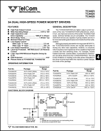 TC4423CPA datasheet: 3A dual high-speed power MOSFET driver. TC4423CPA